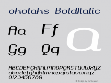 okolaks BoldItalic Version 000.6.0 ; ttfautohint (v1.4.1)图片样张