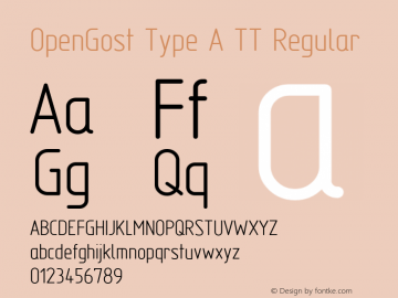 OpenGost Type A TT Regular Version 0.3 ; ttfautohint (v1.4.1)图片样张