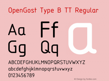 OpenGost Type B TT Regular Version 0.3 ; ttfautohint (v1.4.1) Font Sample