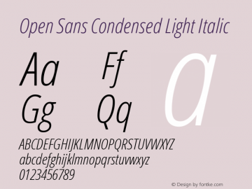 Open Sans Condensed Light Italic Version 1.10; ttfautohint (v1.4.1)图片样张