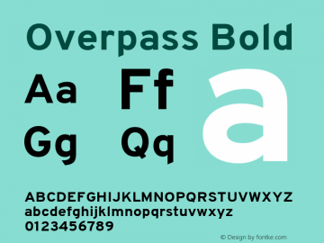Overpass Bold Version 1.001; ttfautohint (v1.4.1) Font Sample