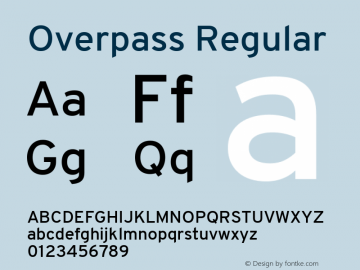 Overpass Regular Version 1.001; ttfautohint (v1.4.1) Font Sample