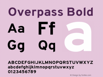 Overpass Bold Version 1.001; ttfautohint (v1.4.1) Font Sample