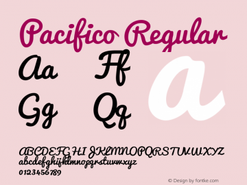 Pacifico Regular Version 1.000; ttfautohint (v1.4.1) Font Sample