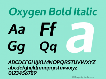 Oxygen Bold Italic Version 1.000; ttfautohint (v1.4.1) Font Sample