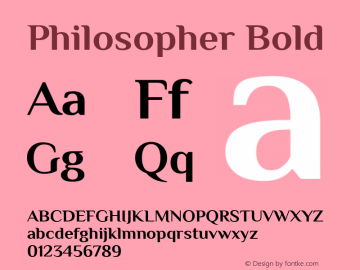 Philosopher Bold Version 1.000; ttfautohint (v1.4.1) Font Sample