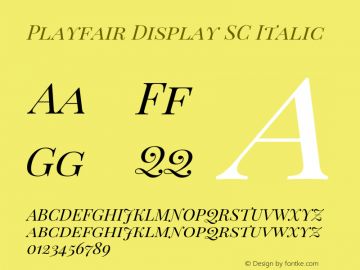 Playfair Display SC Italic Version 1.004;PS 001.004;hotconv 1.0.70;makeotf.lib2.5.58329; ttfautohint (v0.96) -l 42 -r 42 -G 200 -x 14 -w 