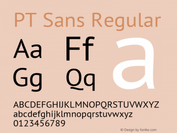 PT Sans Regular Version 2.005; ttfautohint (v1.4.1) Font Sample