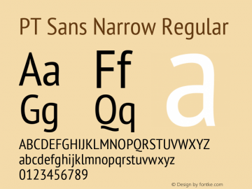 PT Sans Narrow Regular Version 2.005; ttfautohint (v1.4.1)图片样张