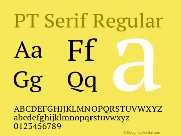 PT Serif Regular Version 1.002; ttfautohint (v1.4.1) Font Sample