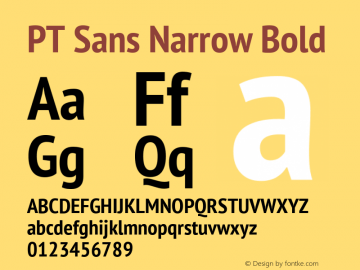 PT Sans Narrow Bold Version 2.005; ttfautohint (v1.4.1)图片样张