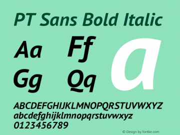 PT Sans Bold Italic Version 2.005; ttfautohint (v1.4.1) Font Sample