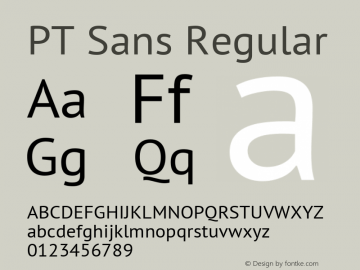PT Sans Regular Version 2.005; ttfautohint (v1.4.1) Font Sample