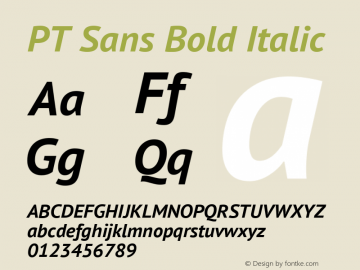 PT Sans Bold Italic Version 2.005; ttfautohint (v1.4.1) Font Sample