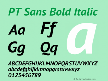 PT Sans Bold Italic Version 2.005; ttfautohint (v1.4.1) Font Sample