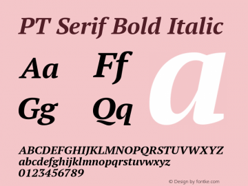 PT Serif Bold Italic Version 1.002; ttfautohint (v1.4.1) Font Sample
