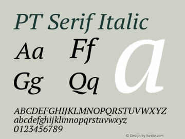 PT Serif Italic Version 1.002; ttfautohint (v1.4.1) Font Sample