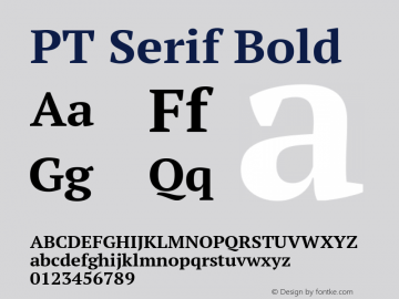 PT Serif Bold Version 1.002; ttfautohint (v1.4.1) Font Sample