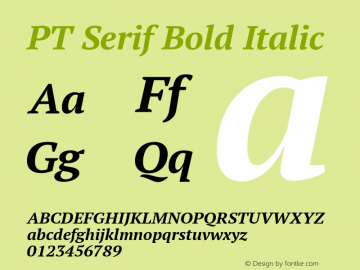 PT Serif Bold Italic Version 1.002; ttfautohint (v1.4.1) Font Sample