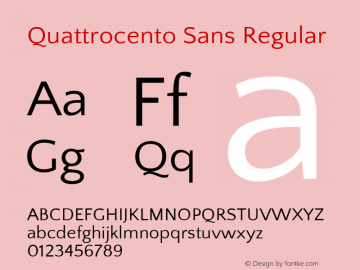 Quattrocento Sans Regular Version 2.000; ttfautohint (v1.4.1) Font Sample