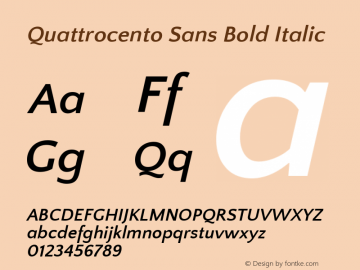 Quattrocento Sans Bold Italic Version 2.000; ttfautohint (v1.4.1) Font Sample