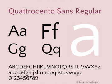 Quattrocento Sans Regular Version 2.000; ttfautohint (v1.4.1) Font Sample