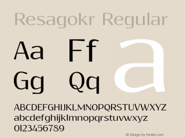 Resagokr Regular Version 0.95 ; ttfautohint (v1.4.1)图片样张