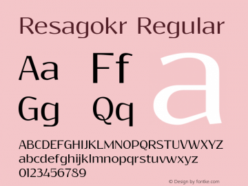 Resagokr Regular Version 0.95 ; ttfautohint (v1.4.1)图片样张