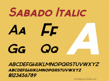 Sabado Italic 1.000; ttfautohint (v1.4.1) Font Sample