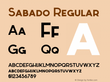 Sabado Regular Version 1.000;PS 001.001;hotconv 1.0.56; ttfautohint (v1.4.1) Font Sample