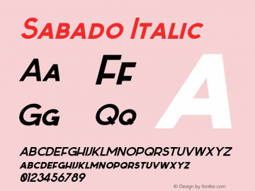 Sabado Italic 1.000; ttfautohint (v1.4.1)图片样张