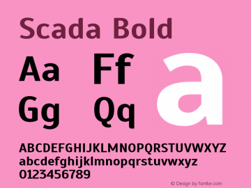 Scada Bold Version 3.005; ttfautohint (v1.4.1) Font Sample