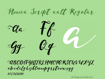 Monica Script aalt Regular Version 2.000图片样张