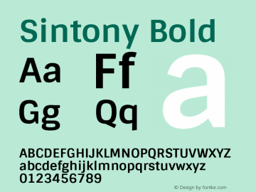 Sintony Bold Version 1.001; ttfautohint (v1.4.1) Font Sample