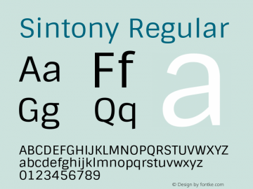 Sintony Regular Version 001.001; ttfautohint (v1.4.1) Font Sample