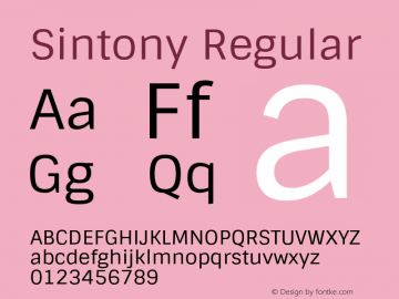 Sintony Regular Version 001.001; ttfautohint (v1.4.1) Font Sample