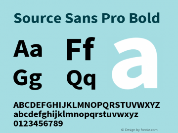 Source Sans Pro Bold Version 2.010;PS 2.0;hotconv 1.0.78;makeotf.lib2.5.61930; ttfautohint (v1.4.1) Font Sample