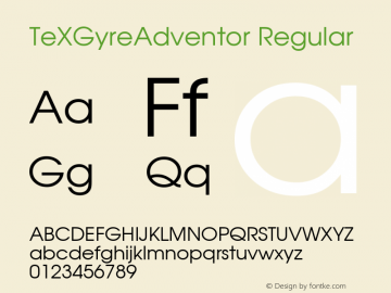 TeXGyreAdventor Regular Version 1.104;PS 1.104;hotconv 1.0.49;makeotf.lib2.0.14853; ttfautohint (v1.4.1) Font Sample