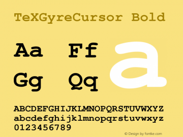 TeXGyreCursor Bold Version 1.103;PS 1.103;hotconv 1.0.49;makeotf.lib2.0.14853; ttfautohint (v1.4.1) Font Sample
