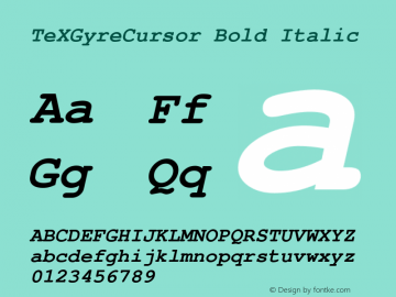 TeXGyreCursor Bold Italic Version 1.103;PS 1.103;hotconv 1.0.49;makeotf.lib2.0.14853; ttfautohint (v1.4.1) Font Sample