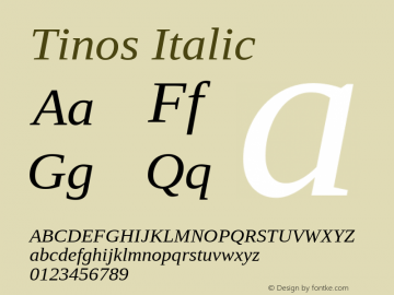 Tinos Italic Version 1.23; ttfautohint (v1.4.1)图片样张
