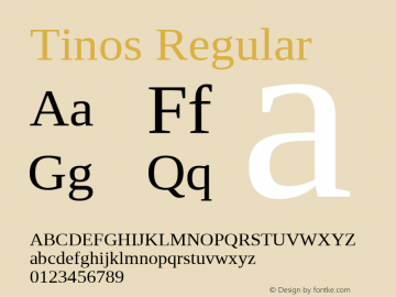 Tinos Regular Version 1.23; ttfautohint (v1.4.1) Font Sample