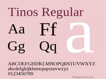 Tinos Regular Version 1.23; ttfautohint (v1.4.1) Font Sample