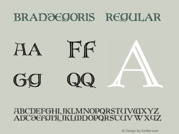 Brandegoris Regular Altsys Fontographer 4.0.3 5/4/98 Font Sample