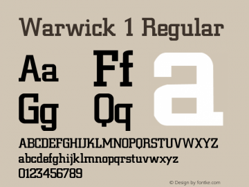 Warwick 1 Regular Converted from C:\TEMP\CITY1.TF1 by ALLTYPE Font Sample