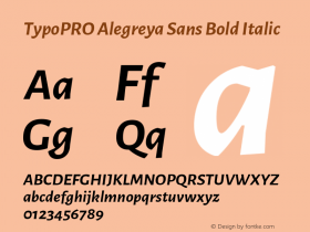 TypoPRO Alegreya Sans Bold Italic Version 1.000;PS 001.000;hotconv 1.0.70;makeotf.lib2.5.58329 DEVELOPMENT图片样张