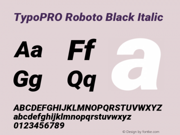 TypoPRO Roboto Black Italic Version 2.001047; 2015 Font Sample