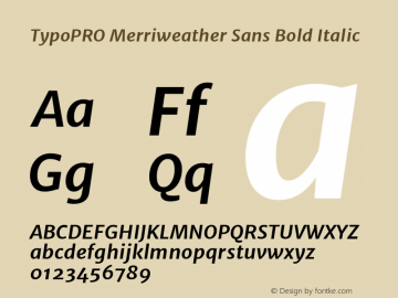 TypoPRO Merriweather Sans Bold Italic Version 1.000 Font Sample