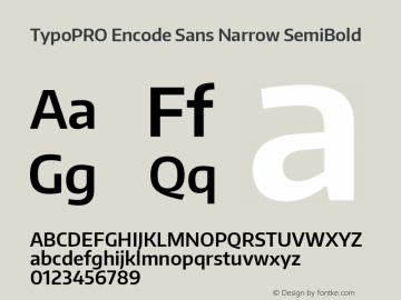 TypoPRO Encode Sans Narrow SemiBold Version 1.000; ttfautohint (v1.00) -l 8 -r 50 -G 200 -x 14 -D latn -f none -w G图片样张