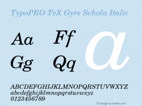 TypoPRO TeX Gyre Schola Italic Version 2.005;PS 2.005;hotconv 1.0.49;makeotf.lib2.0.14853图片样张